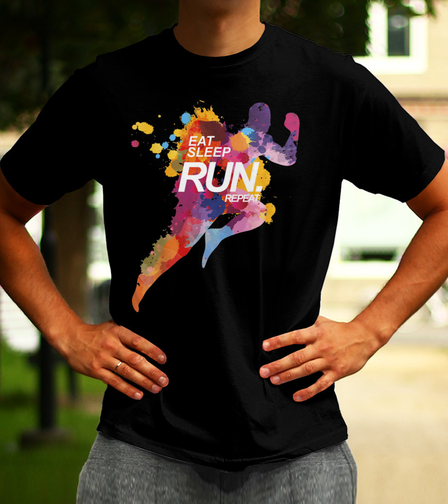 Eat Sleep Run Repeat Colorful Runner T-Shirt