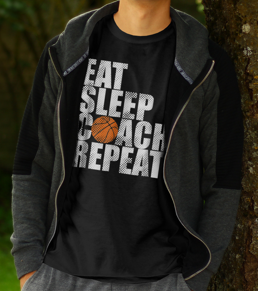Eat Sleep Coach Basketball Repeat Vintage Style Fun Sports T-Shirt