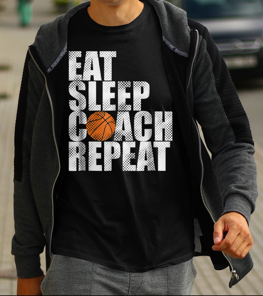 Eat Sleep Coach Basketball Repeat Vintage Style Fun Sports T-Shirt