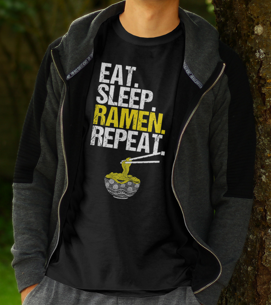 Eat Sleep Ramen Repeat Funny Ram Noodles Chopsticks Bowl T-Shirt