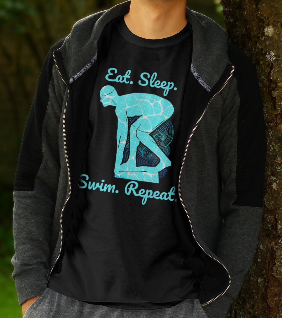 Eat Sleep Swim Repeat Swimmer In Diving Stance T-Shirt