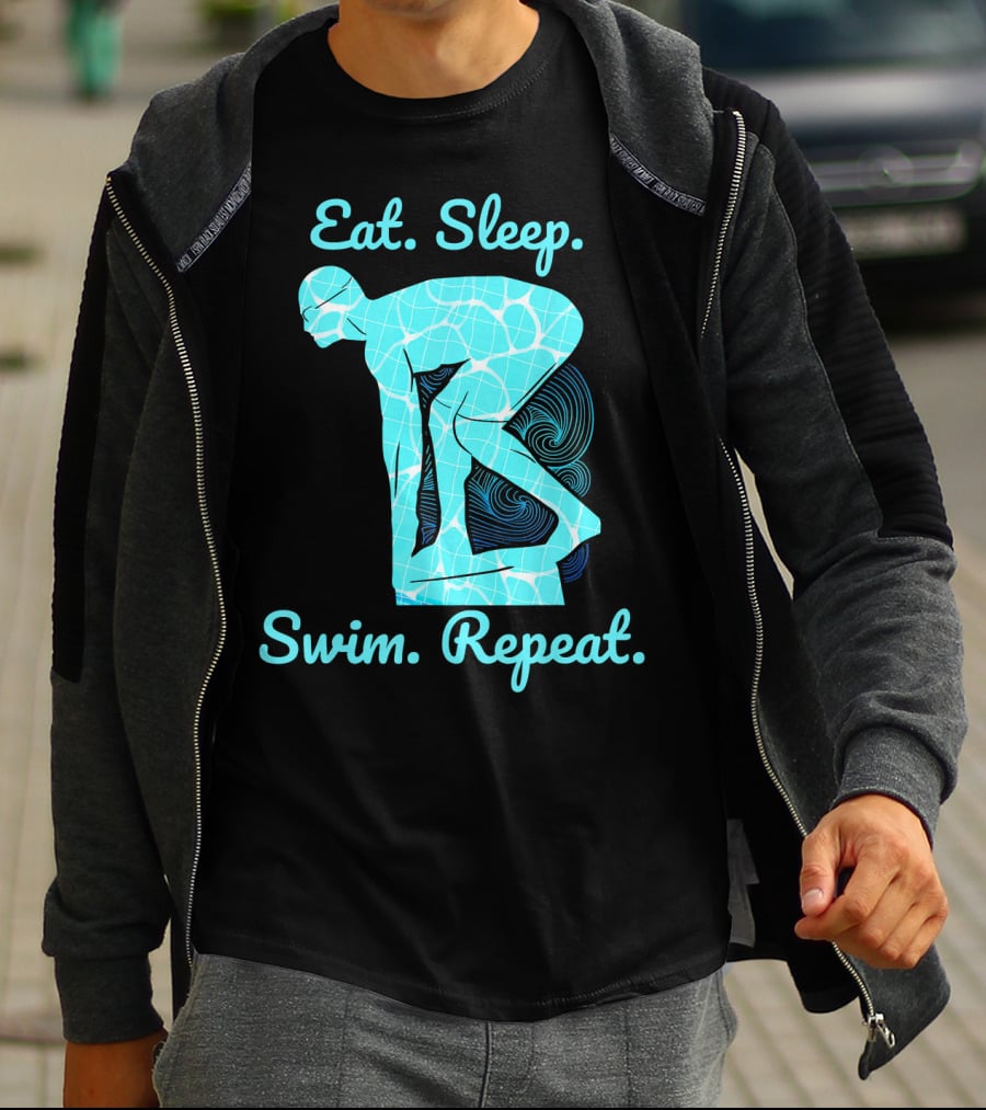 Eat Sleep Swim Repeat Swimmer In Diving Stance T-Shirt