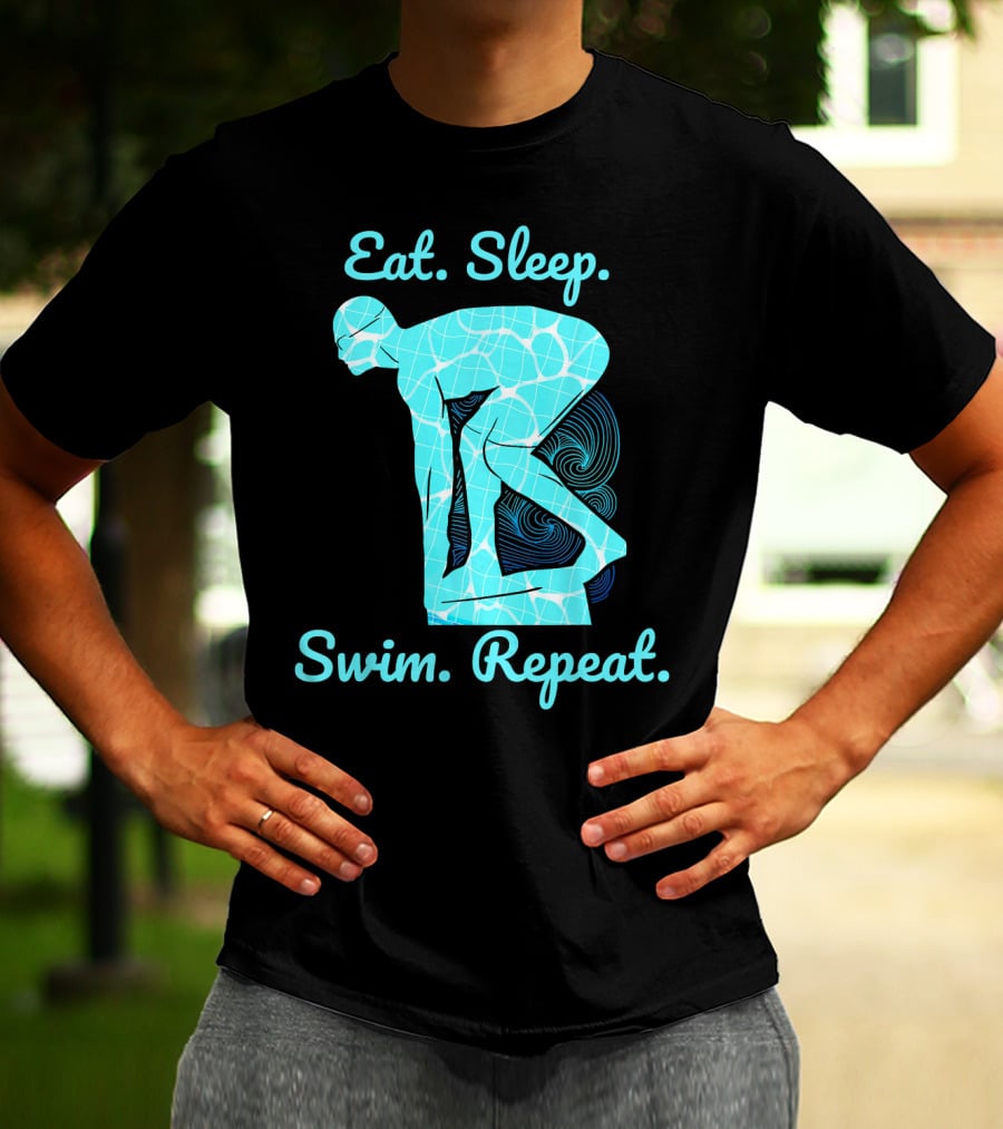 Eat Sleep Swim Repeat Swimmer In Diving Stance T-Shirt