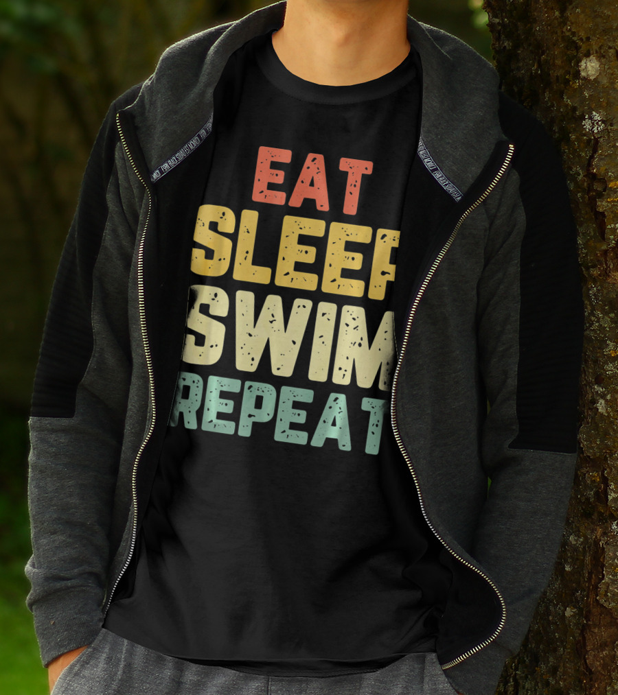 Eat Sleep Swim Repeat Swimming Vintage T-Shirt