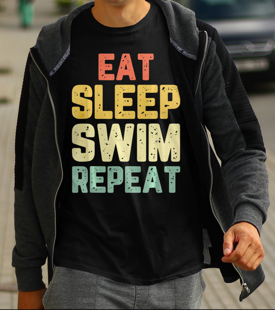 Eat Sleep Swim Repeat Swimming Vintage T-Shirt