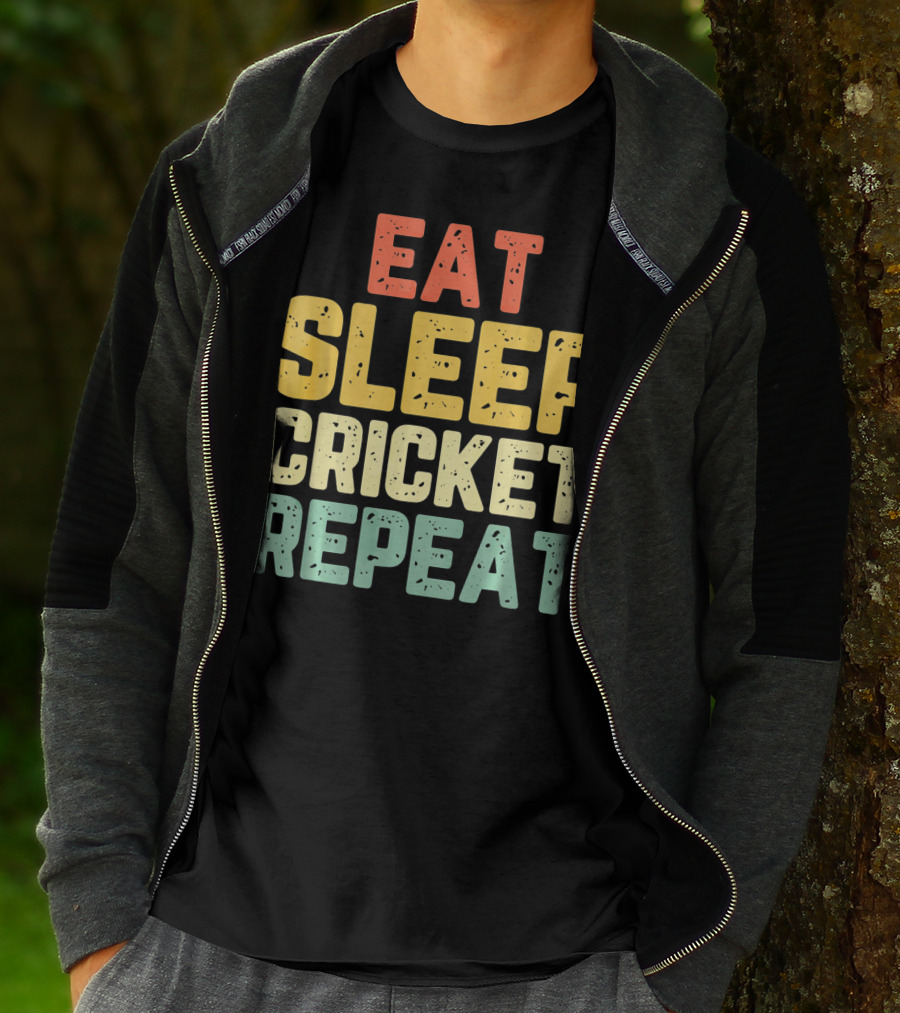 Eat Sleep Cricket Repeat Player Vin T-Shirt