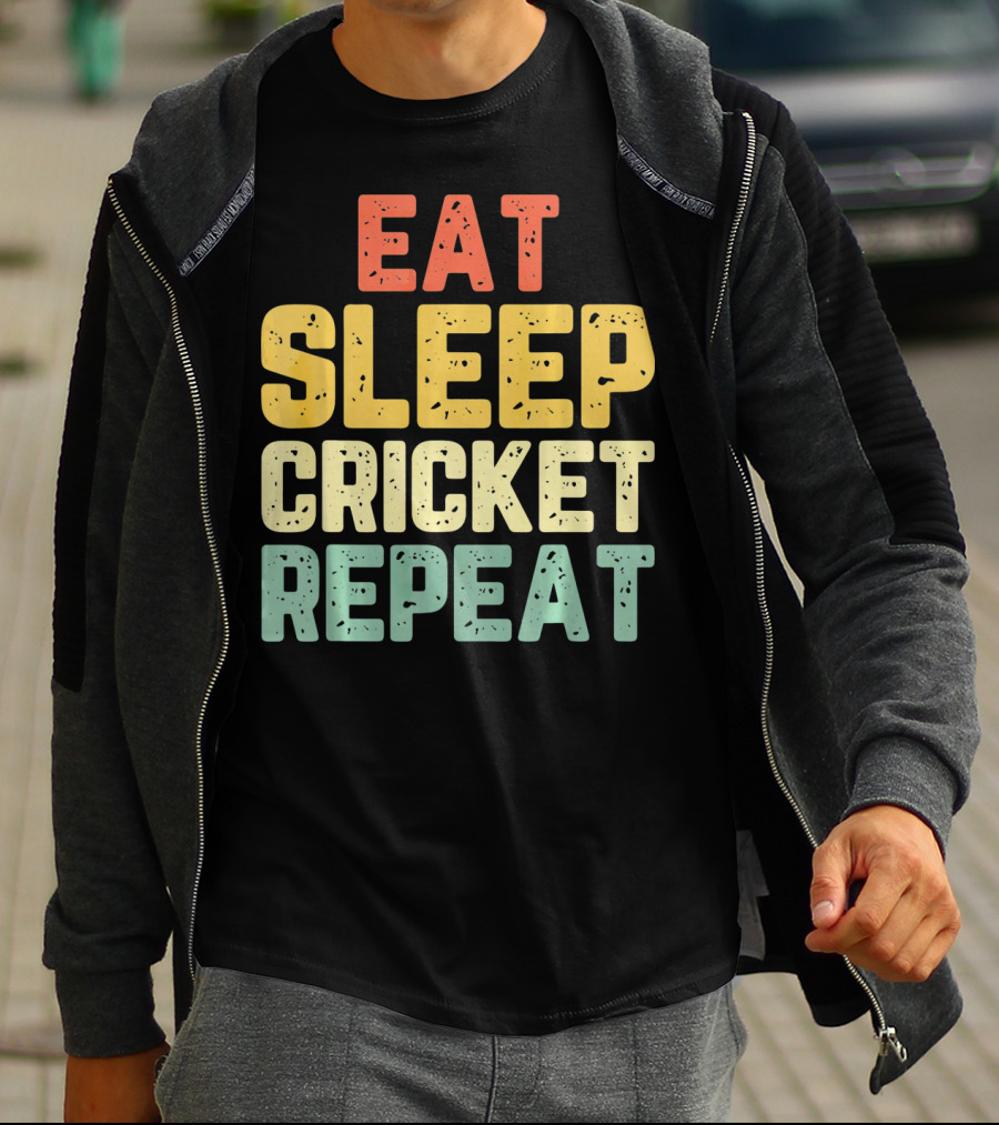 Eat Sleep Cricket Repeat Player Vin T-Shirt