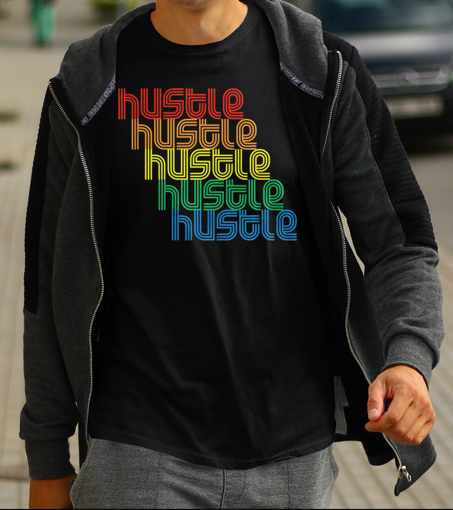 Hustle Hustle Hustle Hustle Hustle Repeat Vintage Disco 70s T-Shirt