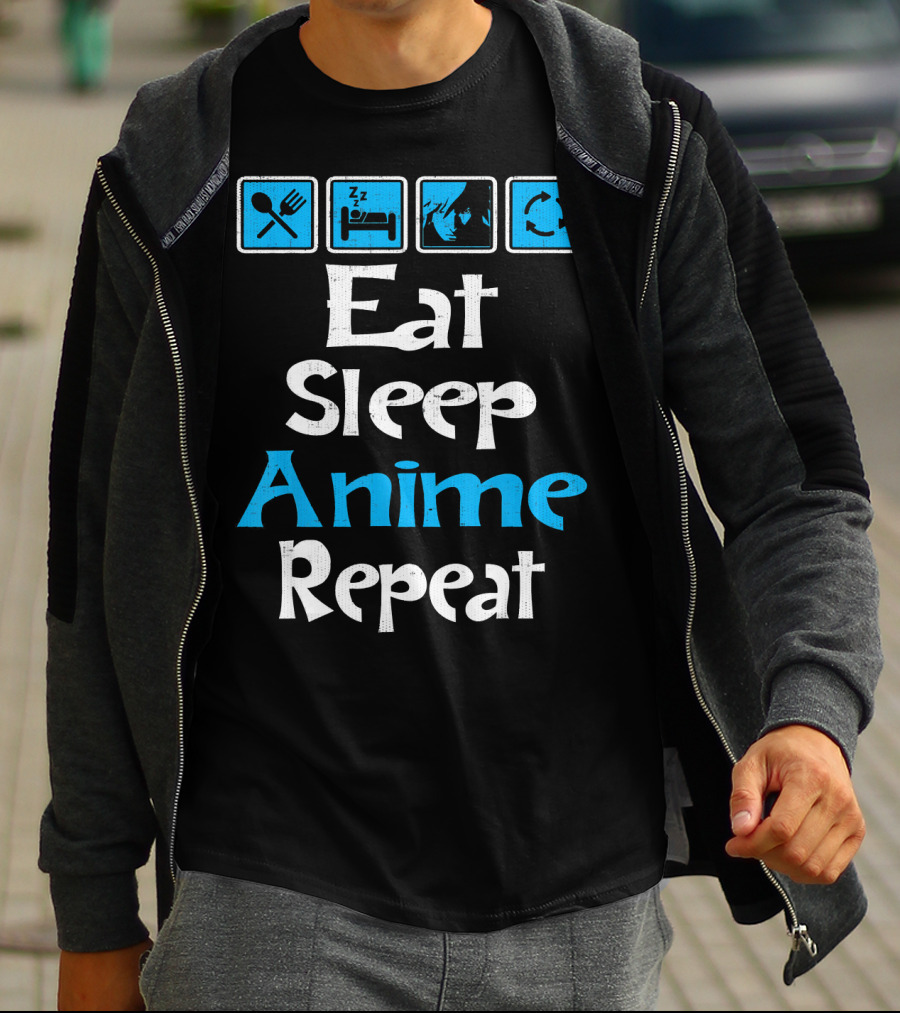 Eat Sleep Anime Repeat Manga SciFi T-Shirt