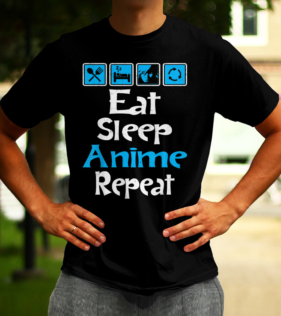 Eat Sleep Anime Repeat Manga SciFi T-Shirt