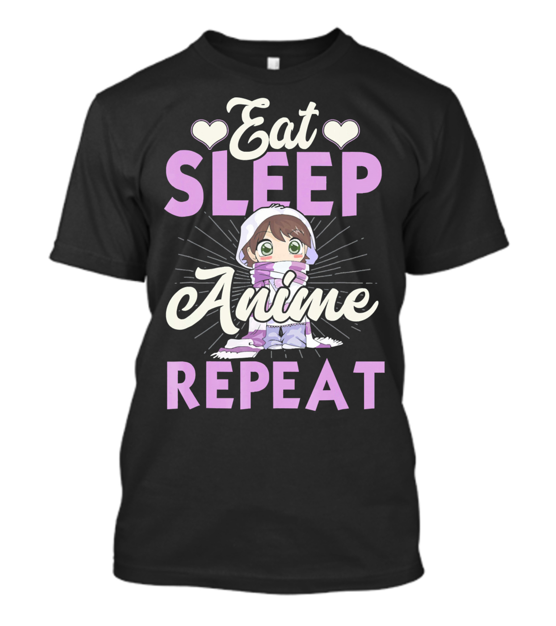Eat Sleep Anime Repeat Cute Chibi Character Japan Manga T-Shirt