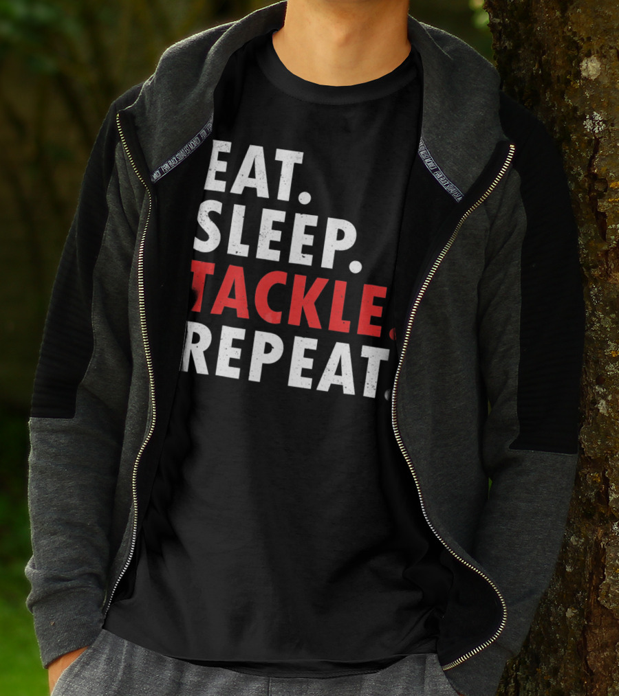 Eat Sleep Tackle Repeat Football Player Routine T-Shirt