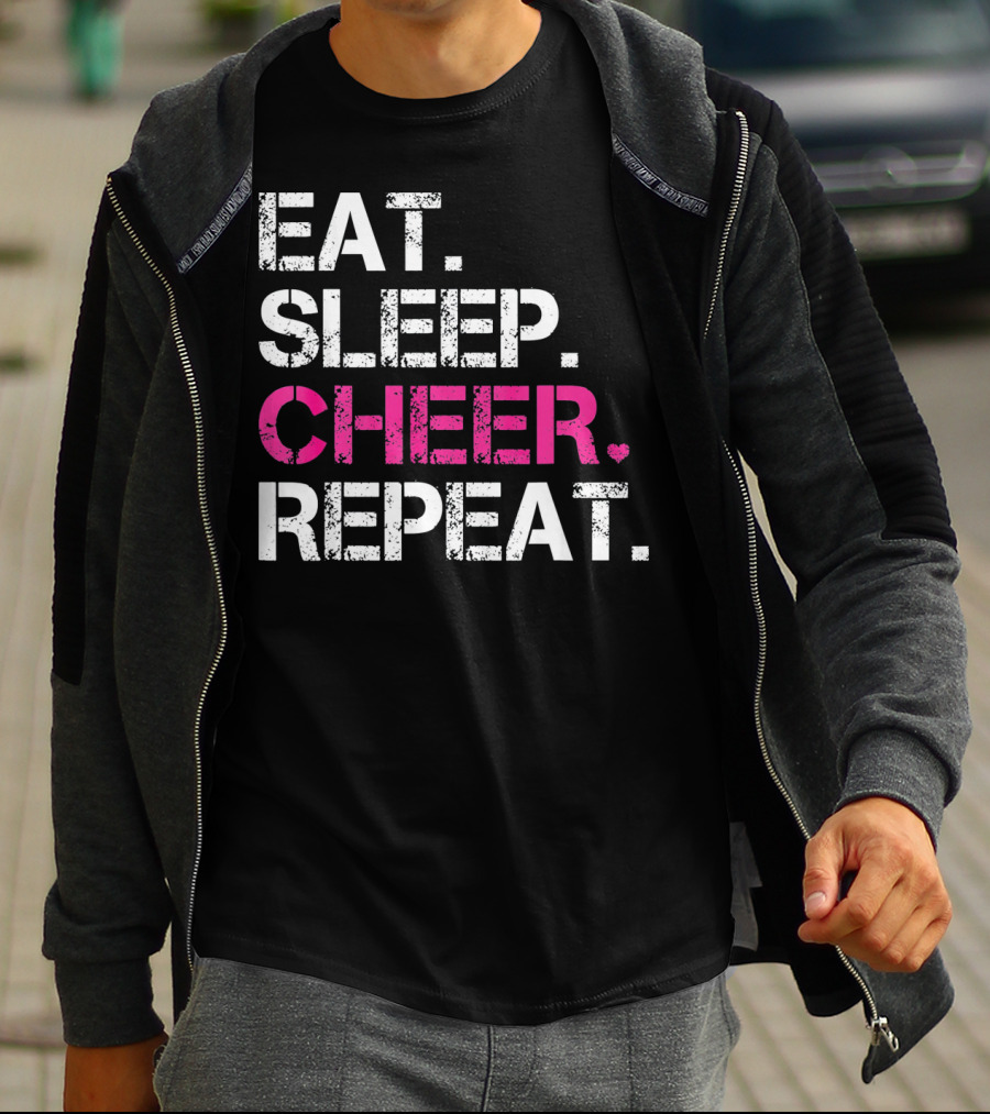 Eat Sleep Cheer Heart Repeat Cheerleading T-Shirt