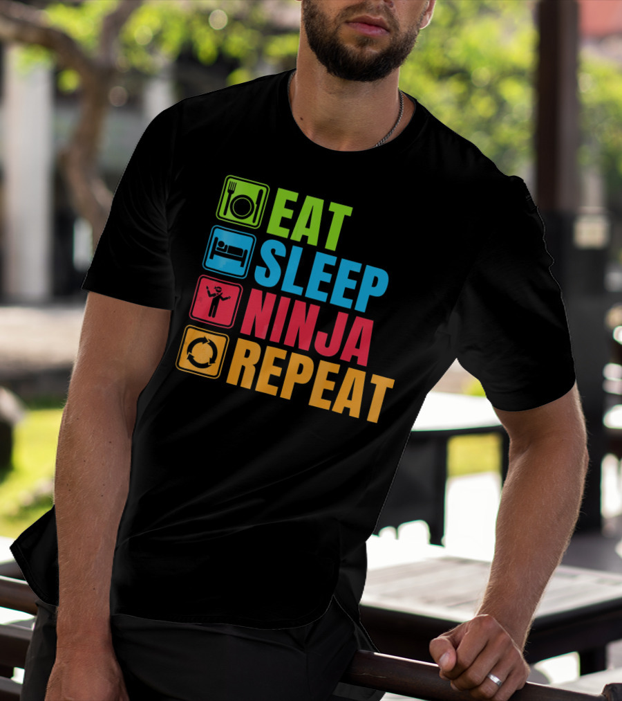 Eat Sleep Ninja Repeat Ninja Martial Arts Cycle T-Shirt