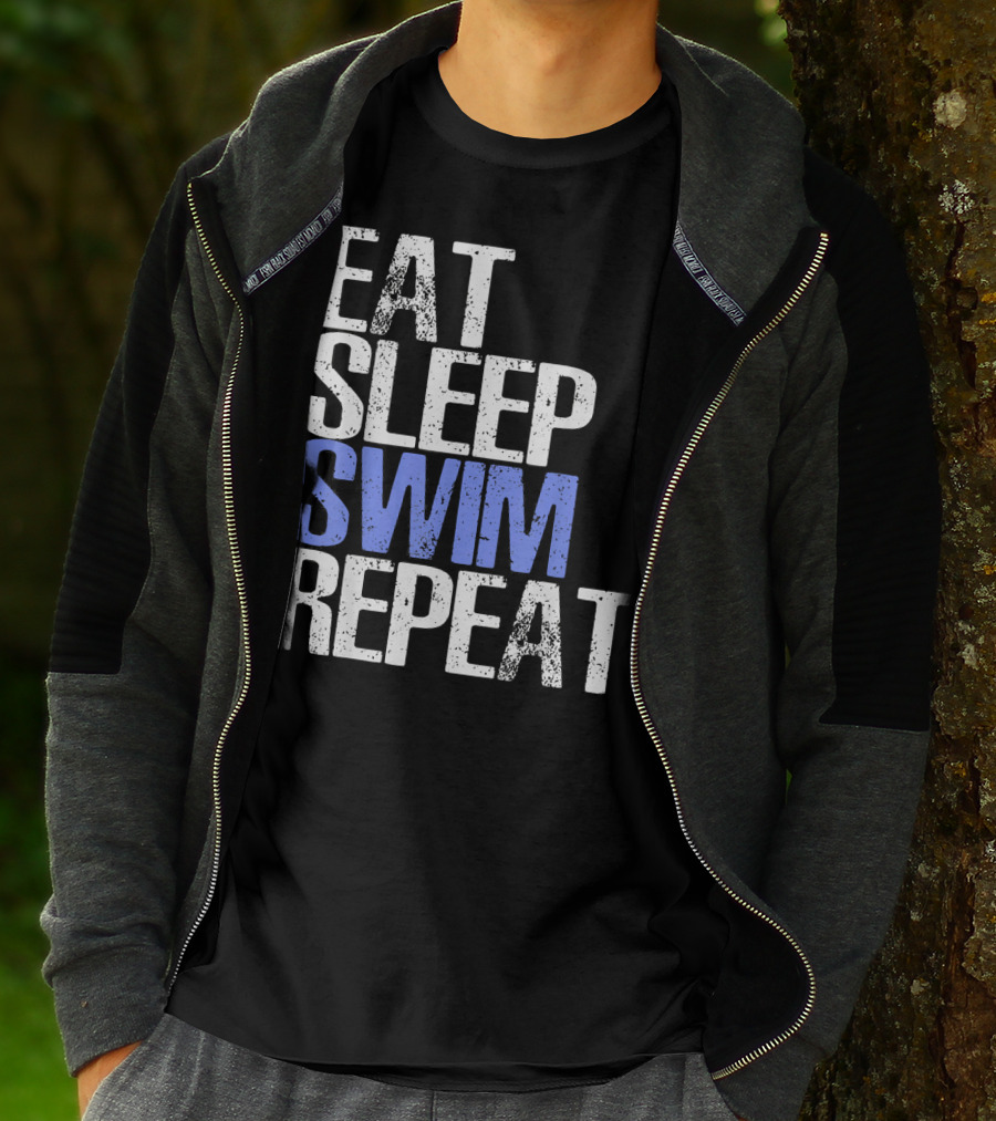 Eat Sleep Swim Repeat Cool Sports Motto T-Shirt