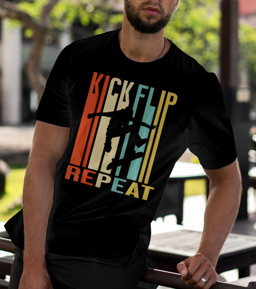 Kick Flip Repeat Vintage Skateboarding T-Shirt