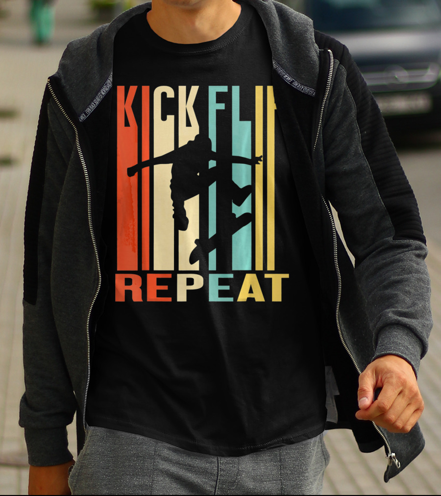 Kick Flip Repeat Vintage Skateboarding T-Shirt