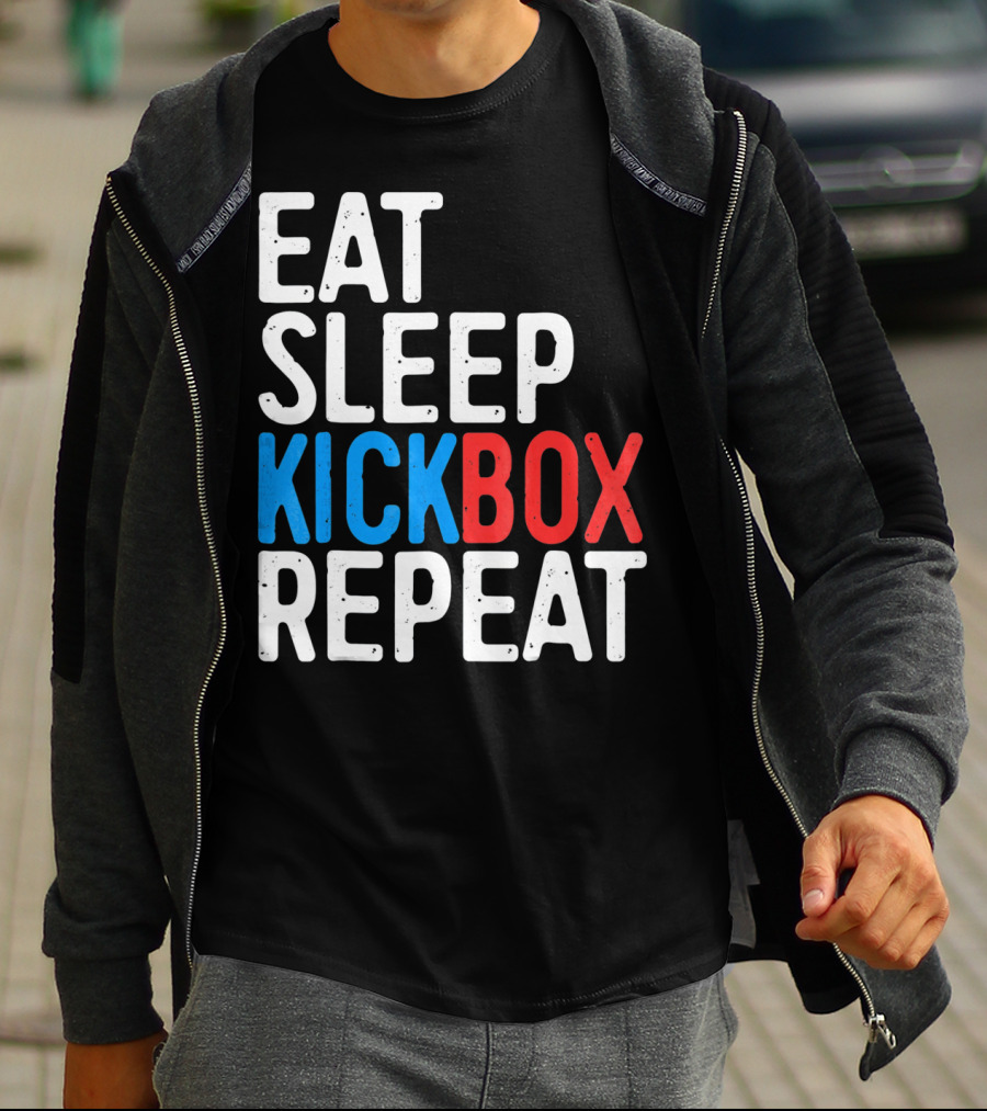 Eat Sleep Kickbox Repeat Kickbox Motivational Sports T-Shirt