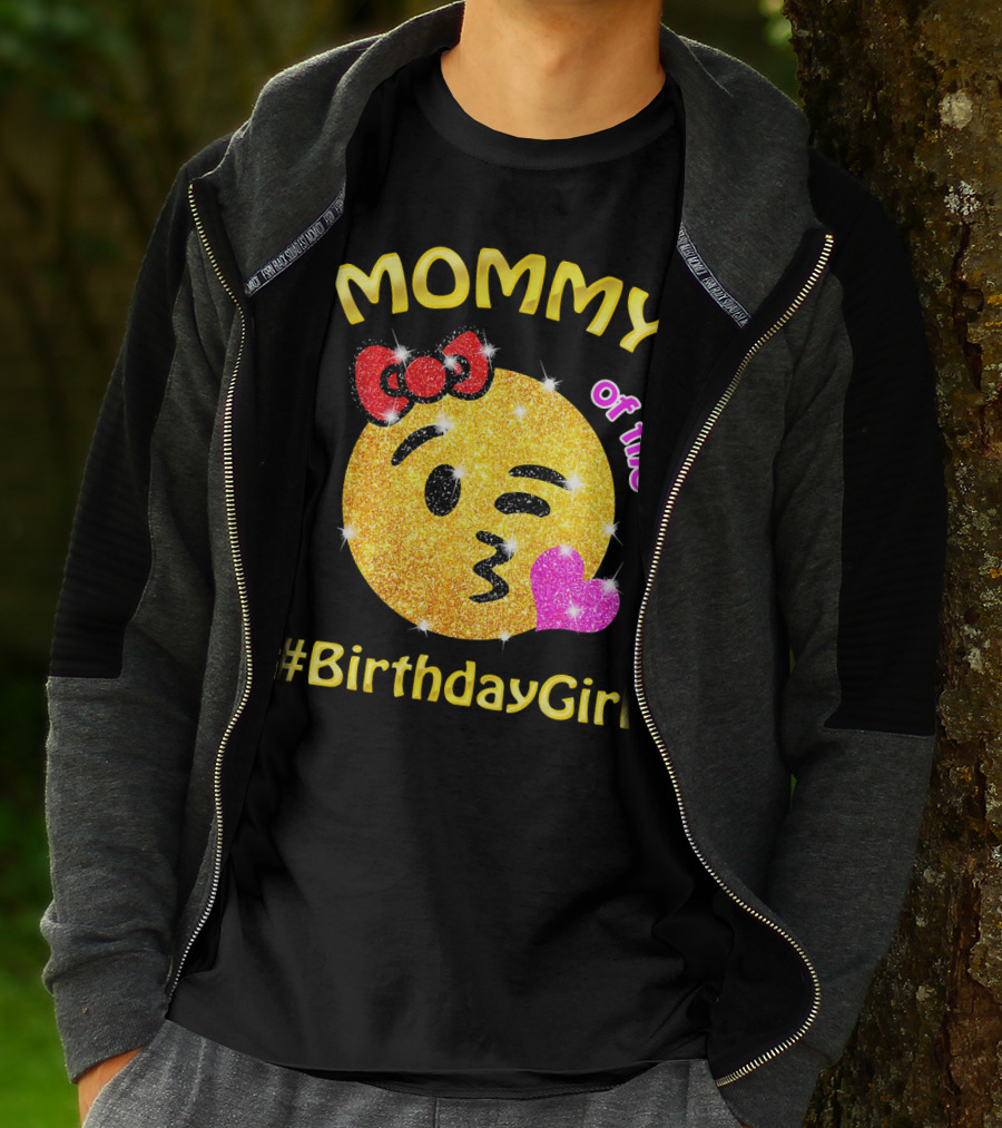 MOMMY Of The #BirthdayGirl Emoji Sparkle T-Shirt