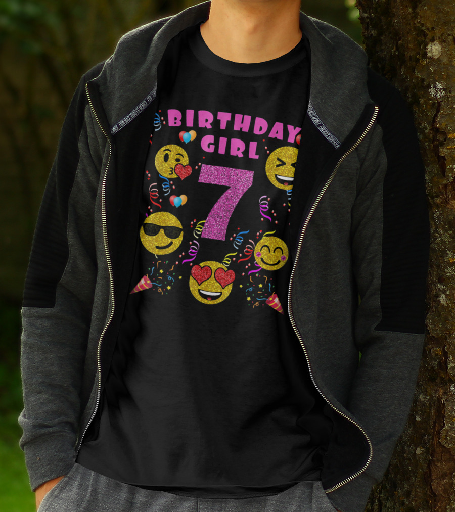 Birthday Girl 7 Emoji Party Celebration Fun T-Shirt