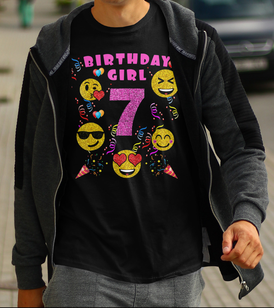 Birthday Girl 7 Emoji Party Celebration Fun T-Shirt