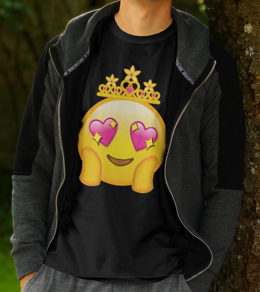 Emoticon Queen Heart Eyes Emoji With Crown Princess T-Shirt