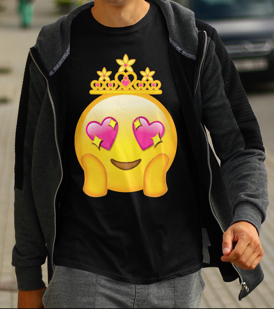 Emoticon Queen Heart Eyes Emoji With Crown Princess T-Shirt