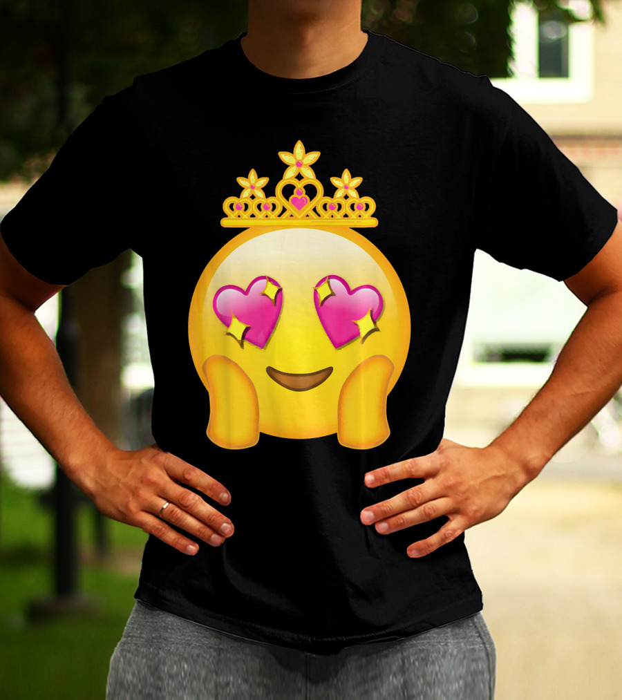 Emoticon Queen Heart Eyes Emoji With Crown Princess T-Shirt