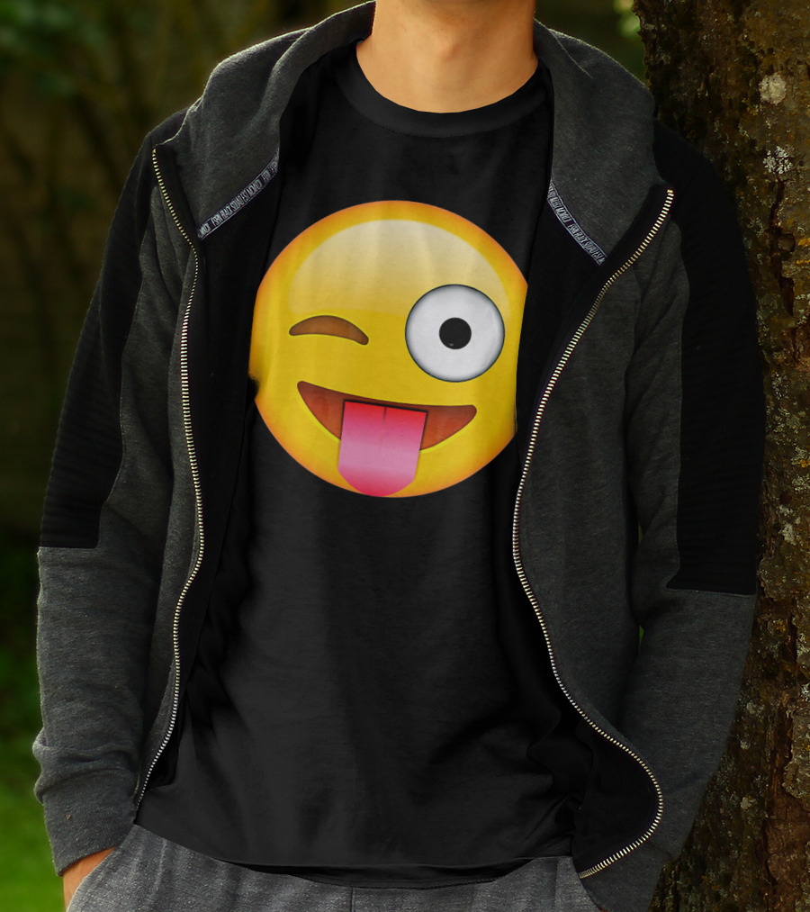 Face Emoticon Tongue Out Emoji Wink T-Shirt
