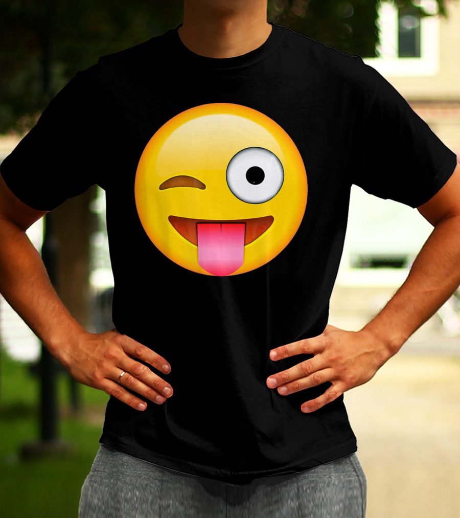 Face Emoticon Tongue Out Emoji Wink T-Shirt