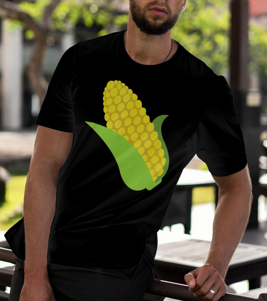 Emoji Corn On The Cob Yellow Kernels Green Husk T-Shirt
