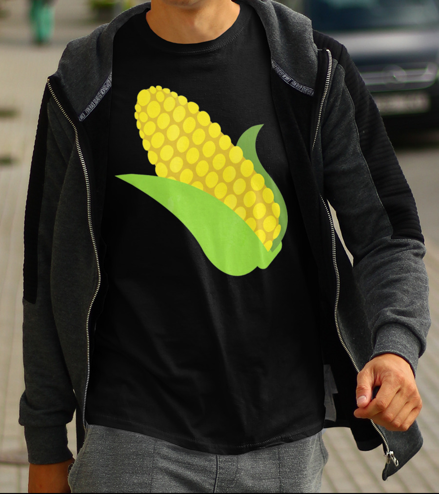 Emoji Corn On The Cob Yellow Kernels Green Husk T-Shirt
