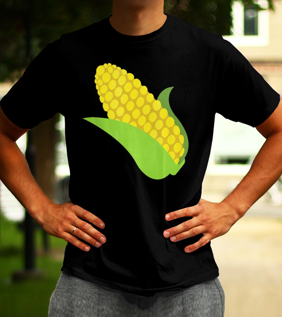 Emoji Corn On The Cob Yellow Kernels Green Husk T-Shirt