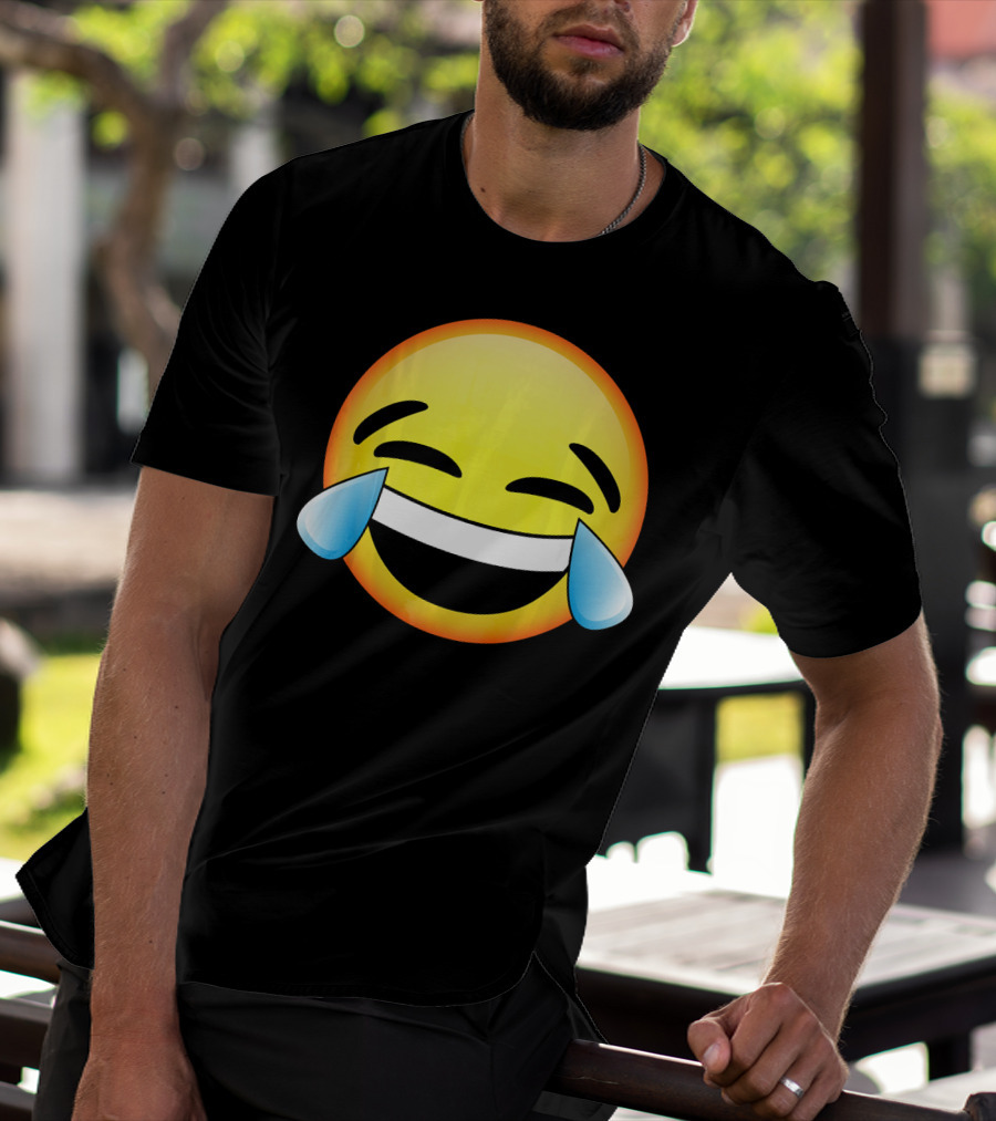 HD Emoji Tears Of Joy Face Laughin Hilarious Expression T-Shirt
