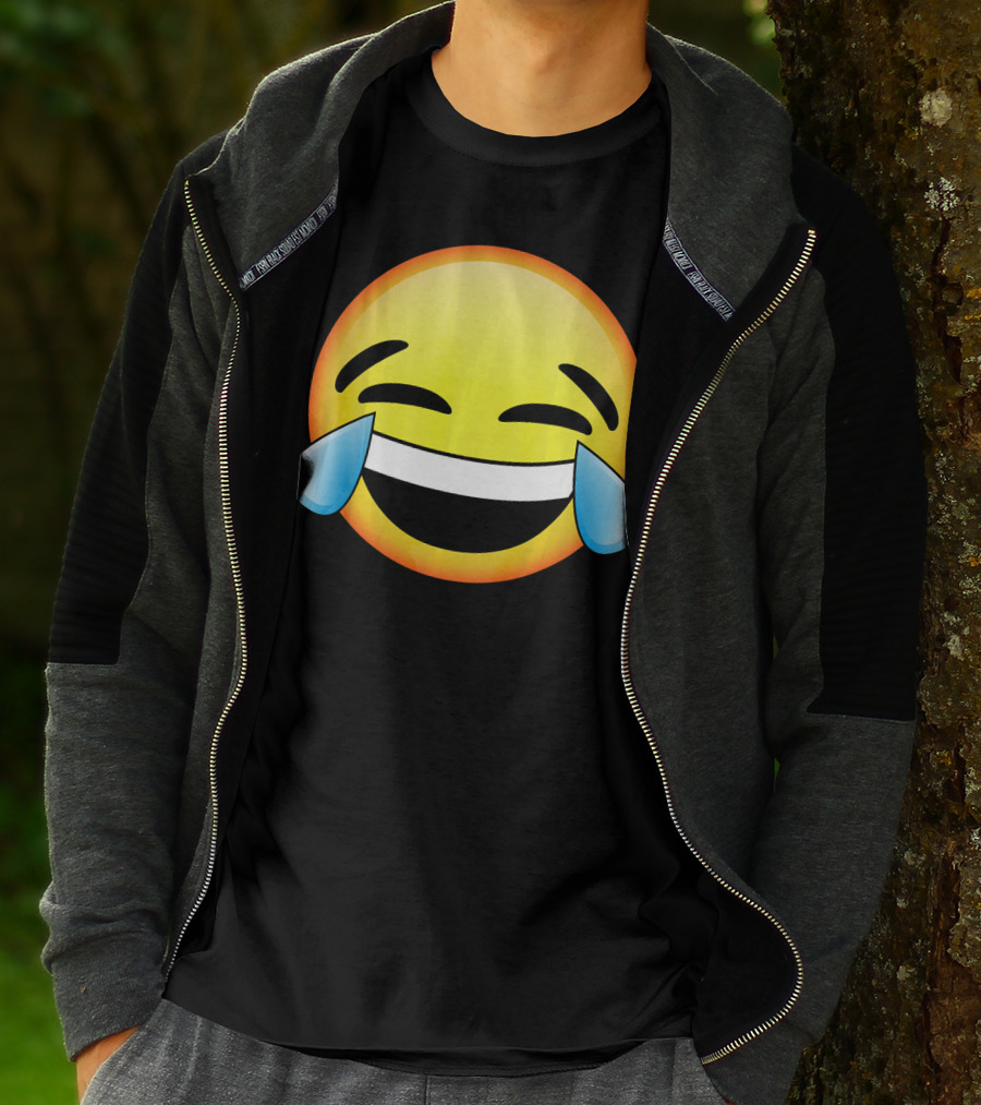 HD Emoji Tears Of Joy Face Laughin Hilarious Expression T-Shirt