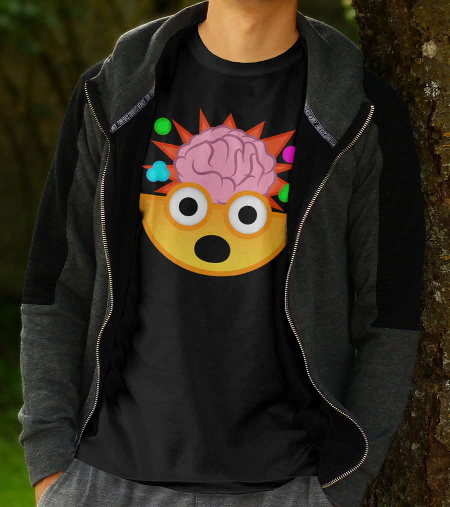 Mind Blown Face Emoji Exploding Brain With Glasses T-Shirt