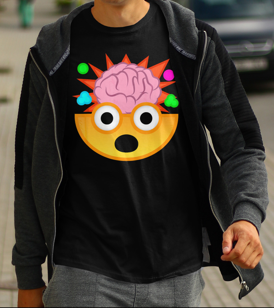Mind Blown Face Emoji Exploding Brain With Glasses T-Shirt