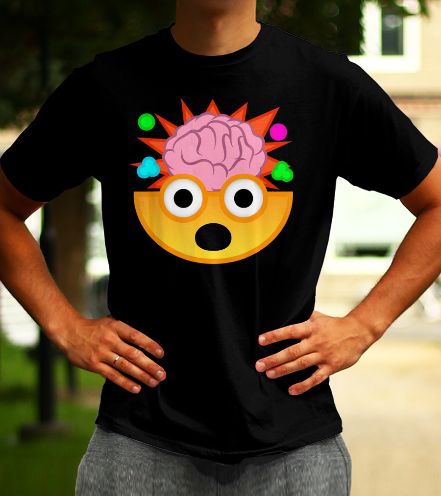 Mind Blown Face Emoji Exploding Brain With Glasses T-Shirt