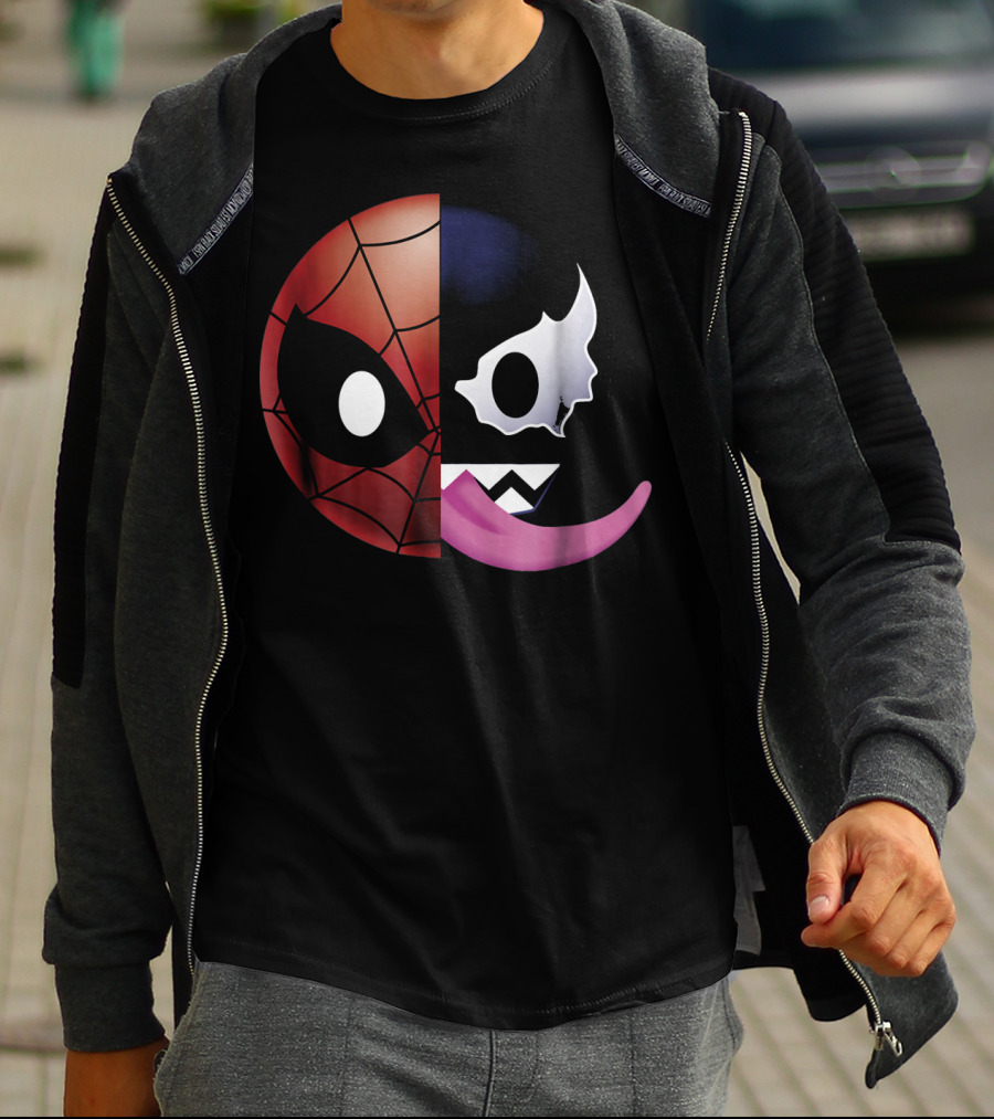 Marvel Spider Man Venom Split Face Emoji T-Shirt