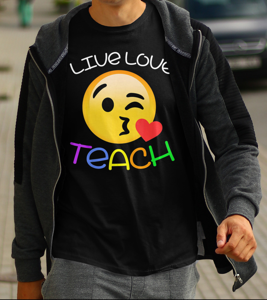 LIVE Love Teach Emoji Hearts T-Shirt