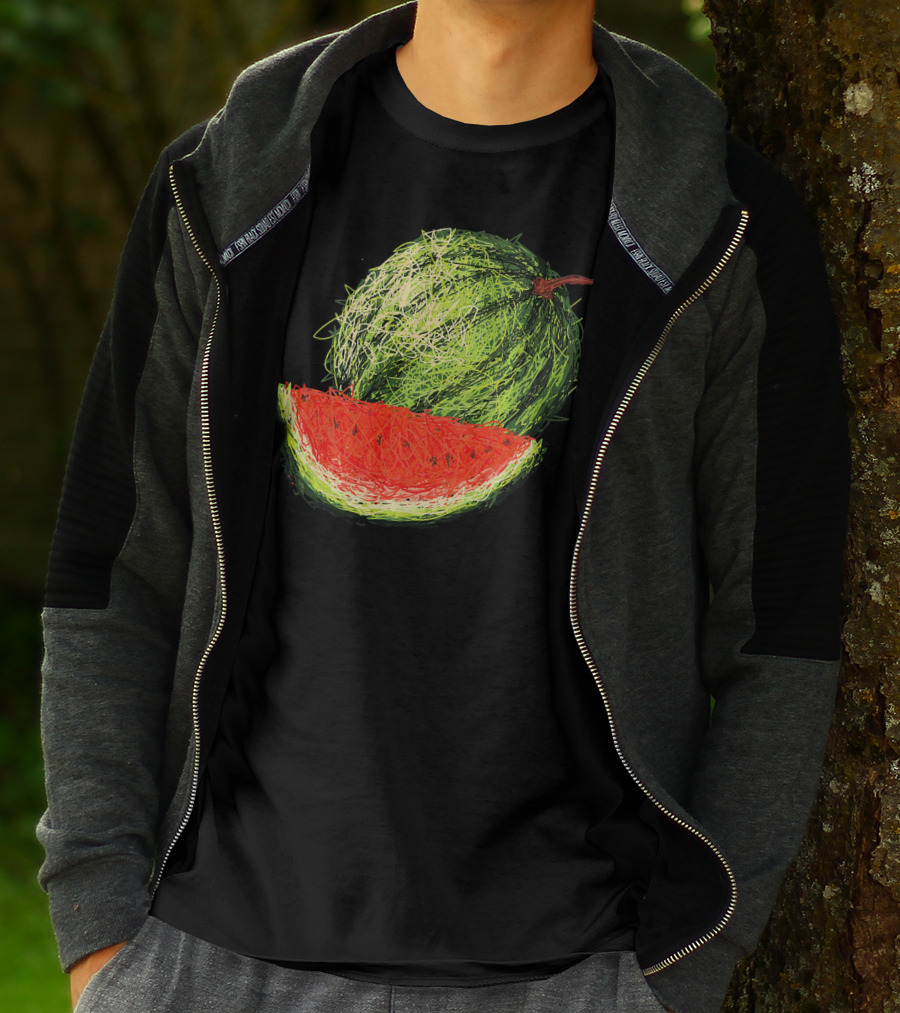 Huge Watermelon Fruit Sketch T-Shirt