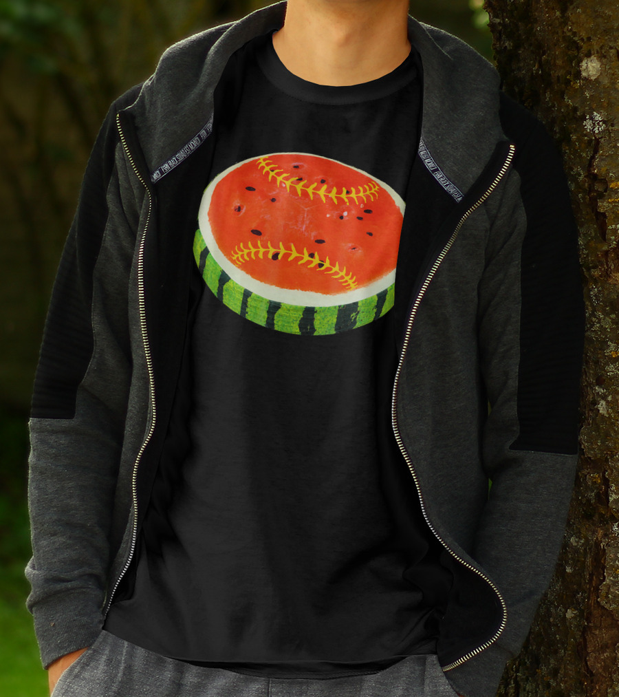 Watermelon Softball Fruit Stitch Play T-Shirt