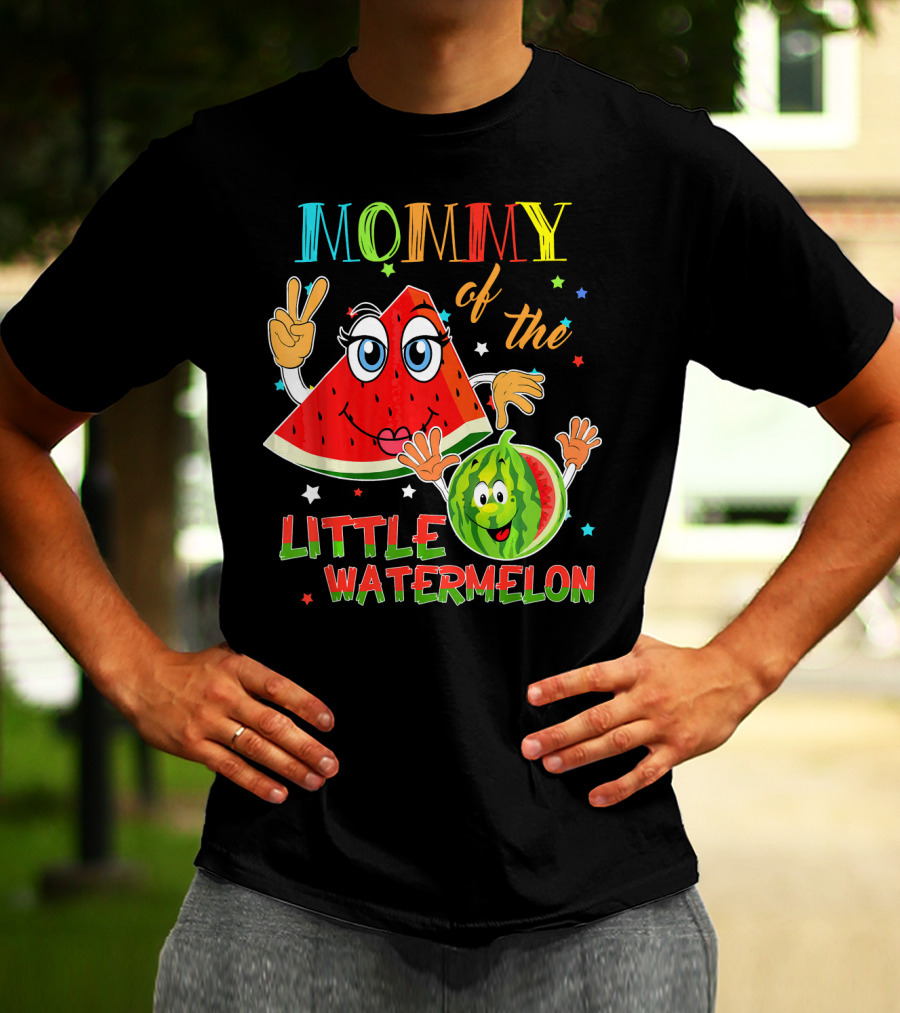 Mommy Of The Little Watermelon Funny Matching Birthday T-Shirt
