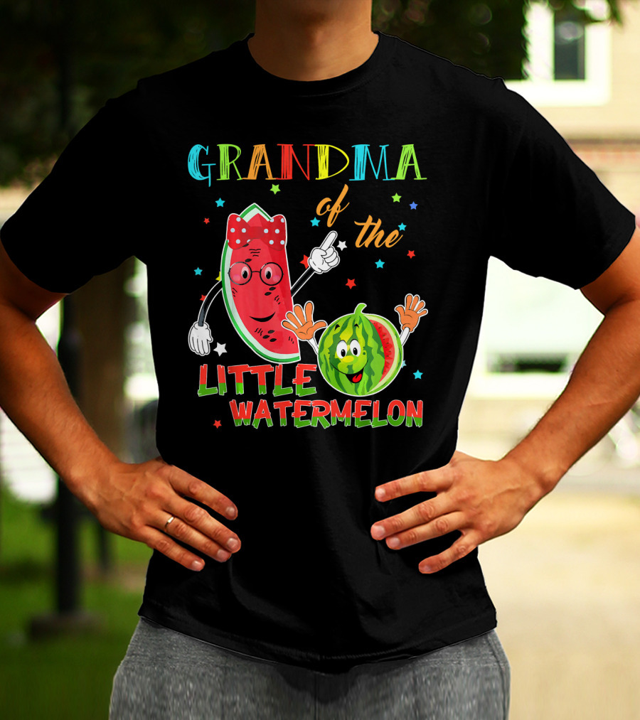 Grandma Of The Little Watermelon Funny Matching Birthday T-Shirt