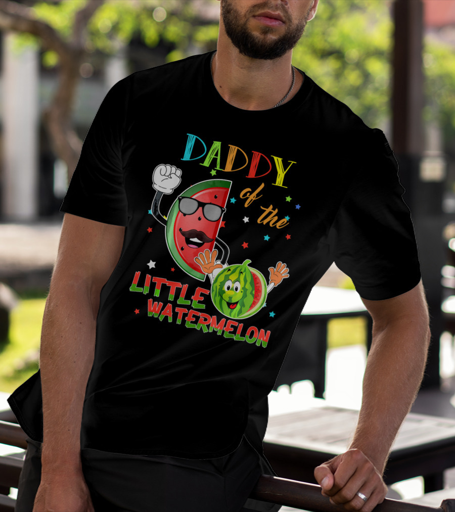 Daddy Of The Little Watermelon Funny Matching Birthday T-Shirt