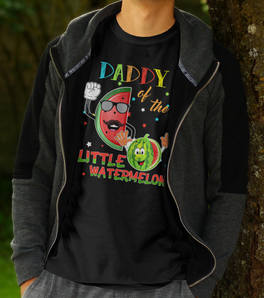 Daddy Of The Little Watermelon Funny Matching Birthday T-Shirt