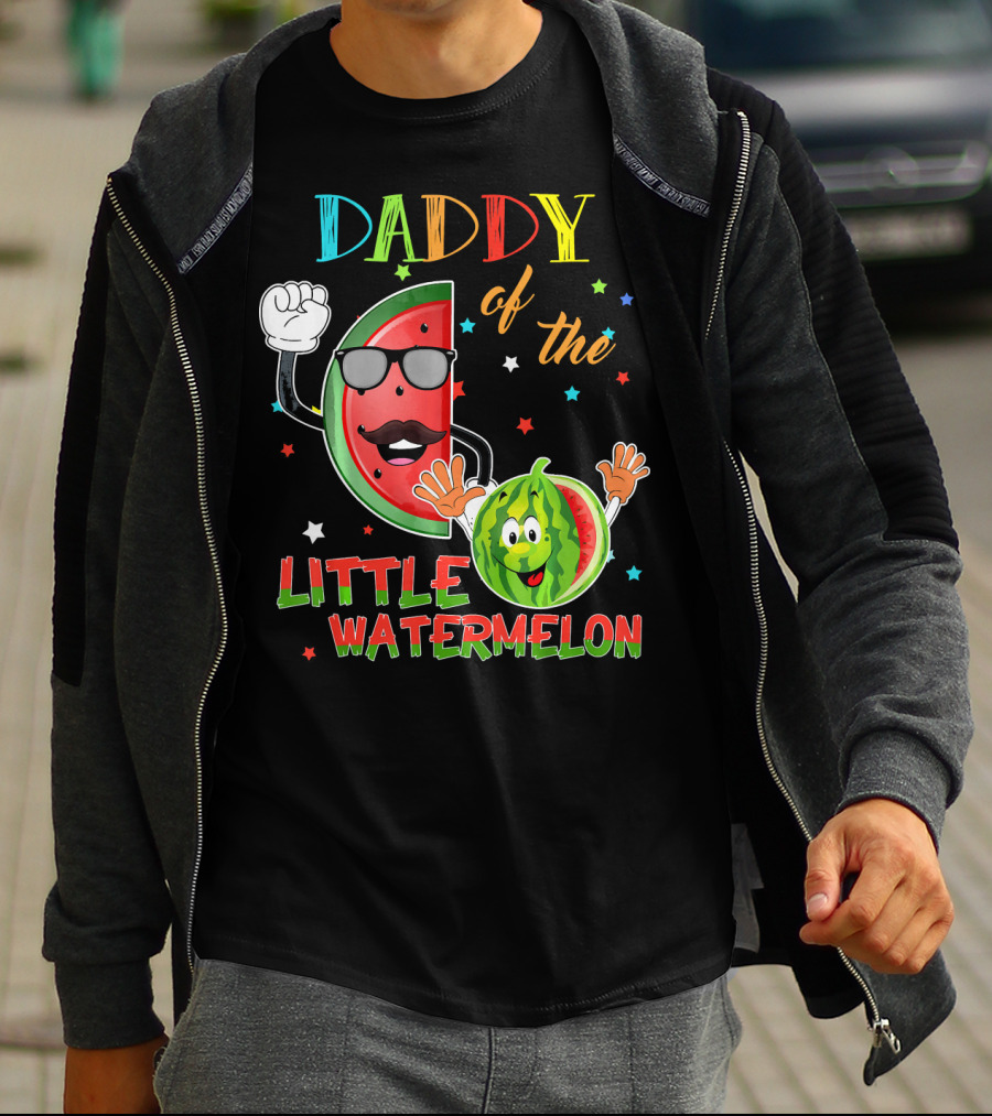 Daddy Of The Little Watermelon Funny Matching Birthday T-Shirt