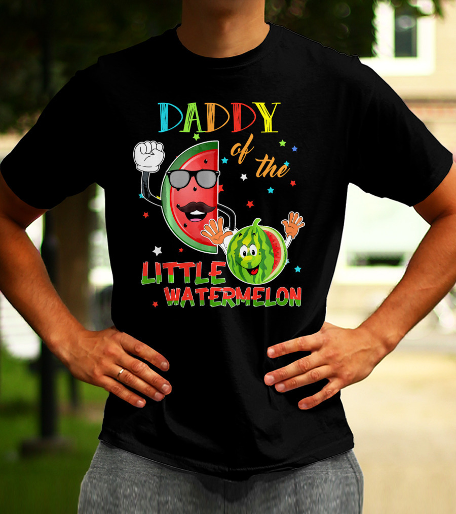 Daddy Of The Little Watermelon Funny Matching Birthday T-Shirt