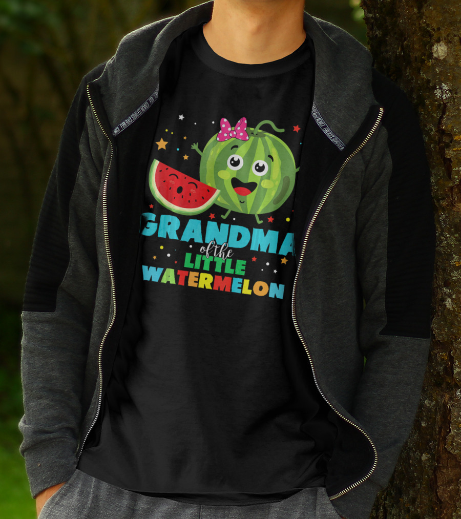 Grandma Of The Little Watermelon With Cute Cartoon Watermelon And Stars T-Shirt