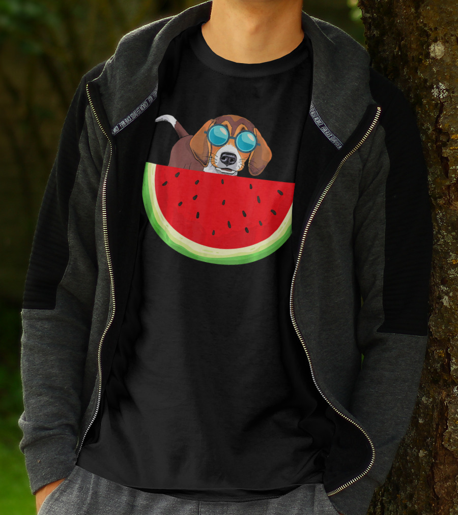 Beagle With Sunglasses And Watermelon Slice T-Shirt